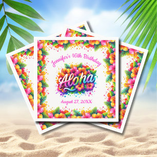 Fun Tropical Aloha Birthday Luau Party Napkin