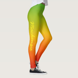 Fun Tropical Caribbean Red Yellow Green and Name Leggings