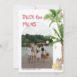 Fun Tropical christmas Holiday Deck the Palms Card