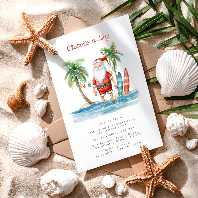 Fun Tropical Christmas In July Invitation (Creator Uploaded)