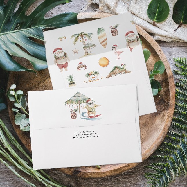 Fun Tropical Christmas Personalized Envelope (Creator Uploaded)