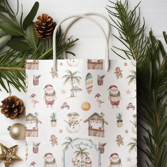 Fun Tropical Christmas Personalized Medium Gift Bag (Creator Uploaded)