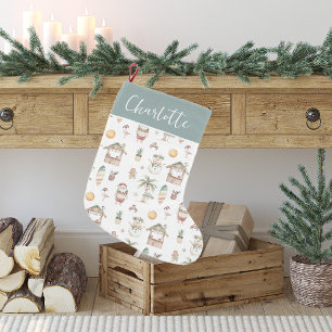 Fun Tropical Christmas Personalized Small Christmas Stocking