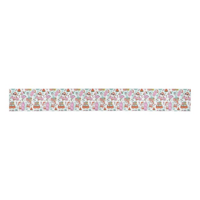 Fun Tropical Christmas Santa Grosgrain Ribbon (Front)