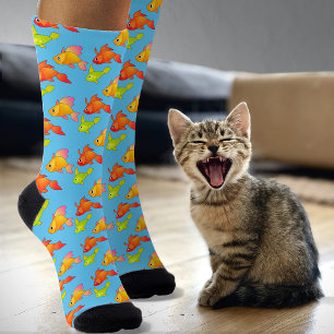 Fun Tropical Fish - Colourful Vintage Cartoon Styl Socks