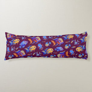 Fun tropical fishes on dark purple body pillow