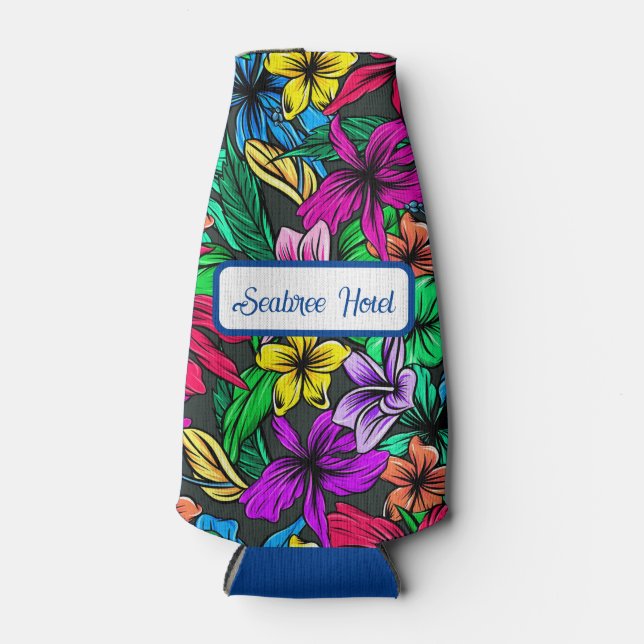  Fun Tropical Flowers  Bottle Cooler (Front)