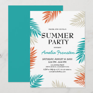 Fun Tropical palm Summer Birthday Party Invitation