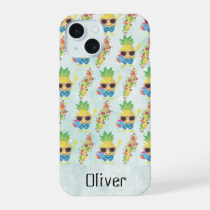 Fun Tropical Pattern with Custom Name iPhone 15 Case
