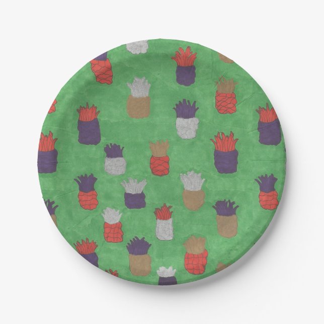 Fun Tropical Pineapple Paper Plates (Front)