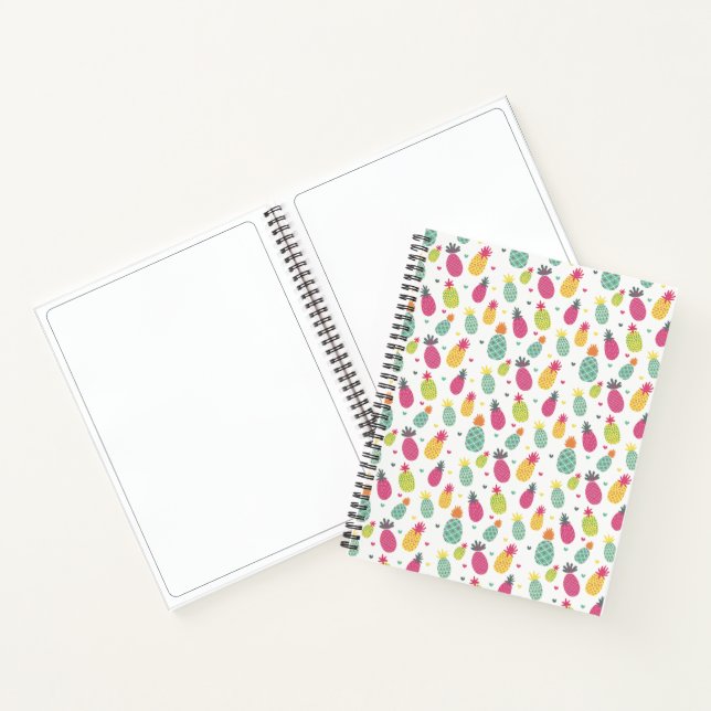 Fun Tropical Pineapple summer fruit pattern Notebook (Inside)