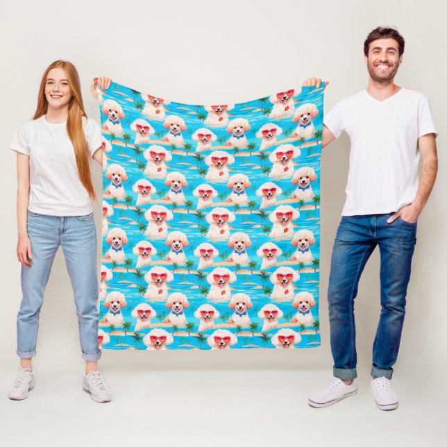 Fun Tropical Poodle Pattern Veterinary Clinic Fleece Blanket (In Situ)