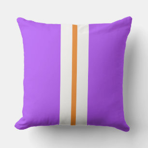 Fun Tropical Purple Orange White Racing Stripes  Outdoor Pillow