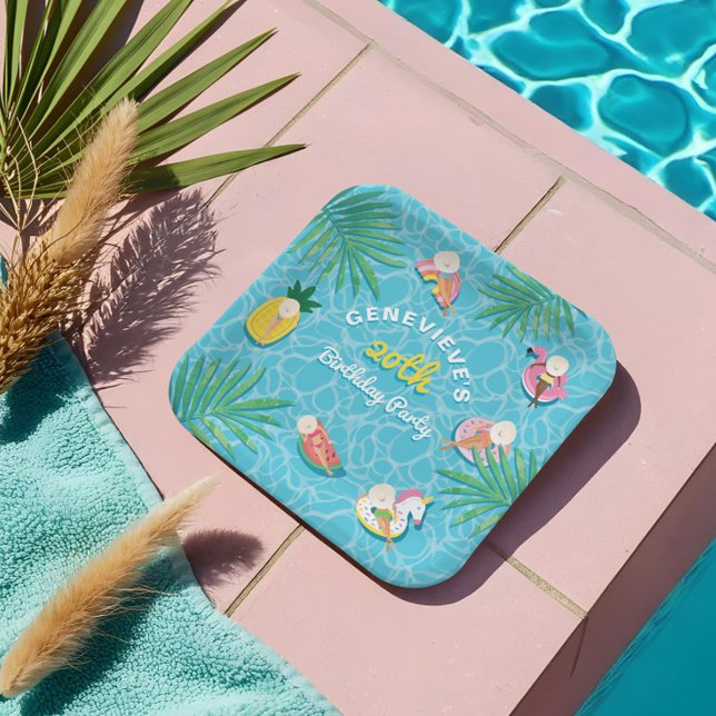 Fun Tropical Summer Pool Floats Birthday Party Paper Plate (Fun Tropical Summer Pool Floats Birthday Party Paper Plates)