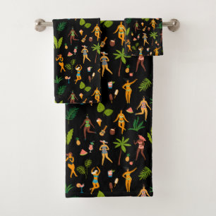 Fun Tropical Swimsuit Girls Bath Towel Set