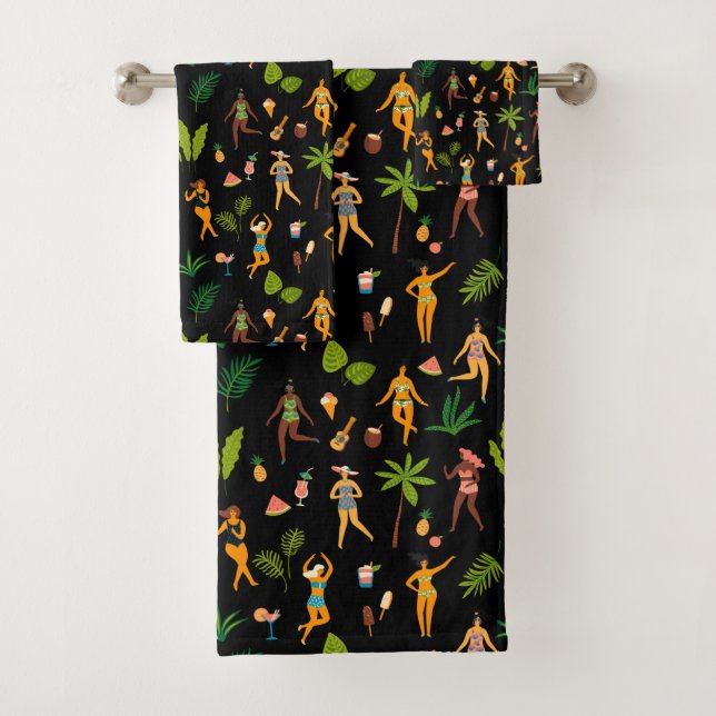 Fun Tropical Swimsuit Girls Bath Towel Set (Insitu)