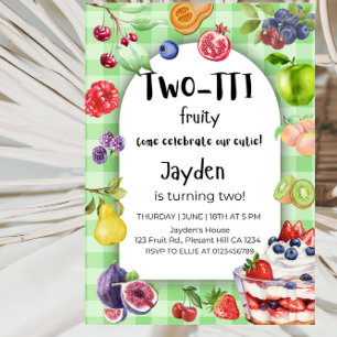 Fun Tropical Tutti Frutti Two Birthday Party Invitation