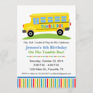Fun Tumble Bus Birthday Party Invitation