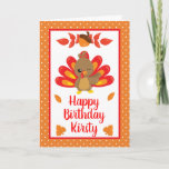 Fun Turkey Thanksgiving Birthday Card<br><div class="desc">Cute Turkey Thanksgiving design with a an orange polka dot background.
Clipart by PrettyGrafik on Etsy</div>