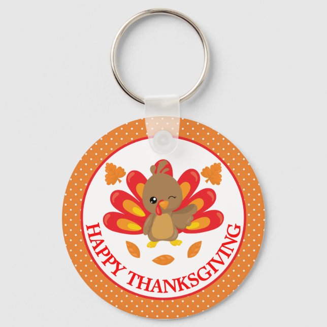 Fun Turkey Thanksgiving Keychain (Front)