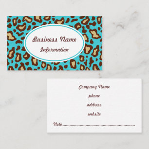 Fun Turquoise Animal Print Business Card