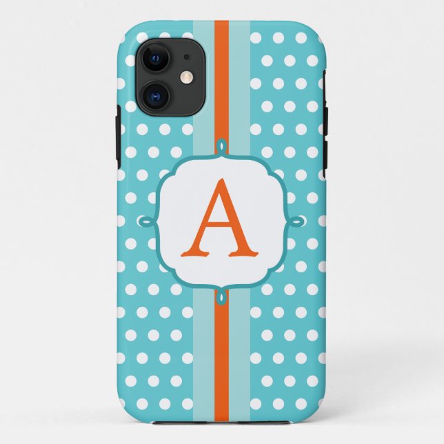 Fun Turquoise Monogram iPhone 5 Coque (Dos)