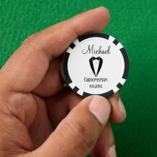fun tuxedo with bow groomsman personalized chic poker chips
