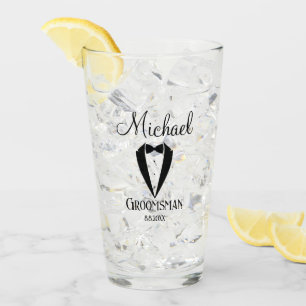 fun tuxedo with bow groomsman personalized trendy glass