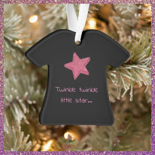 Fun Twinkle Little Star Black and Pink Ornament