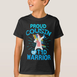Fun Type 1 Diabetes Unicorn Proud Cousin Of a T1D  T-Shirt