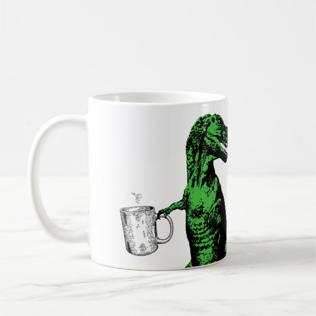 Fun Tyrannosaurus Rex drinking tea: A Tea-Rex… Coffee Mug (Left)