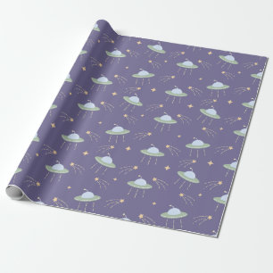 Fun UFO Kids Birthday Party Wrapping Paper