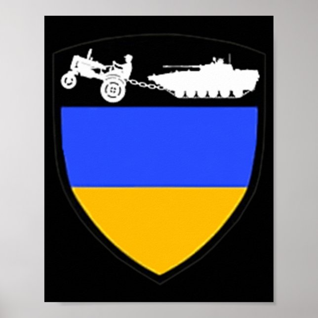 Fun Ukraine Farmer Tractor Towing Tank Meme  Poster (Front)