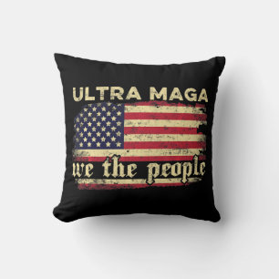Fun Ultra Maga Vintage American Flag Ultra-Maga Re Throw Pillow