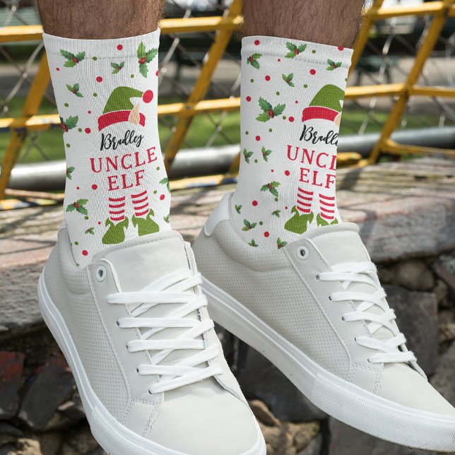 Fun Uncle Elf Name Christmas Socks (Creator Uploaded)