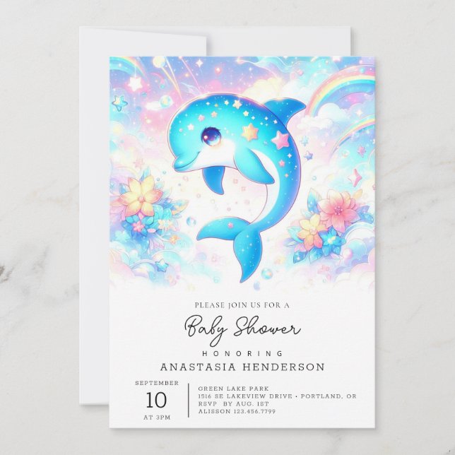 Fun Under the Sea Dolphin Baby Shower Invitation (Front)