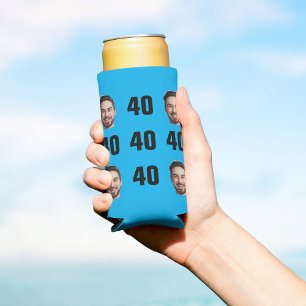 Fun Unique 40th Birthday Photo Cool Retro Seltzer Can Cooler