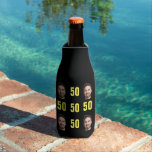 Fun Unique 50th Birthday Photo Cool Retro Bottle Cooler<br><div class="desc">A fun 50th birthday photo bottle cooler in a retro bold yellow design. The year is customizable to suit any birthday year! To get the cutout effect please use a png file with the background already cut out. If not, the photo will appear as a circle surrounded by its own...</div>