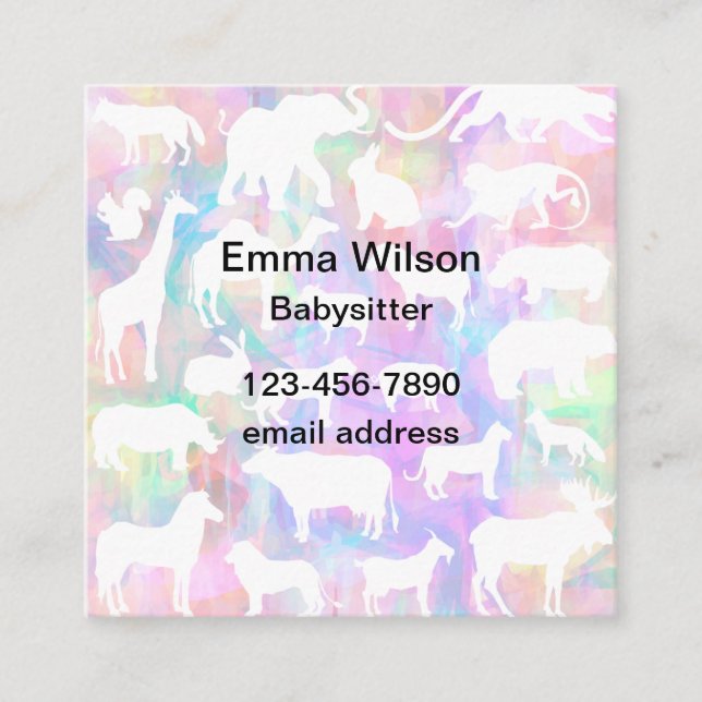 Fun Unique Babysitter Kids Theme Business Cards (Front)