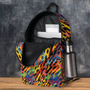 Fun Unique Colourful Wild Animal Print Safari Pain Printed Backpack