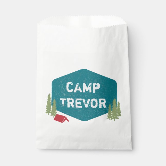 Fun Unique Personalized Camp Birthday Party Favour Bag (Front)