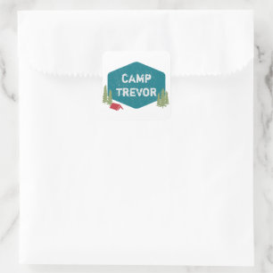 Fun Unique Personalized Camp Birthday Party Square Sticker