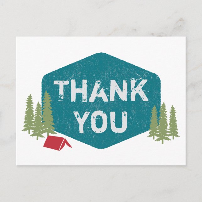 Fun Unique Personalized Camp Birthday Thank You Postcard (Front)