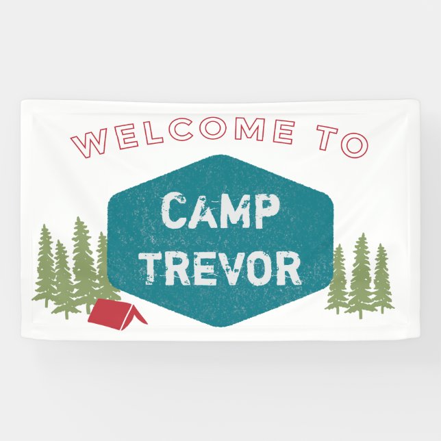 Fun Unique Personalized Camp Name Birthday Party Banner (Horizontal)
