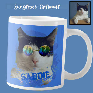 Fun Unique Pets Dog and Cat Sunglasses Photo Blue Large Coffee Mug
