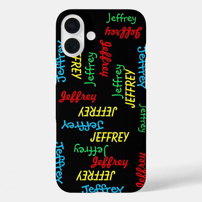 Fun Unique Repeating Names on Black, Personalized Case-Mate iPhone Case (Back)