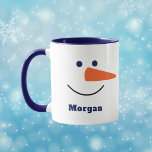 Fun Unique Trendy Happy Snowman Face Custom Name Mug<br><div class="desc">Ho ho ho. It's that time of year again. A fun happy snowman custom name design for fans of the holiday season and yuletide celebrations and festivities. The modern typography text is customizable and can be personalized with the name of the person. The elegant stylish design is yours to customize...</div>