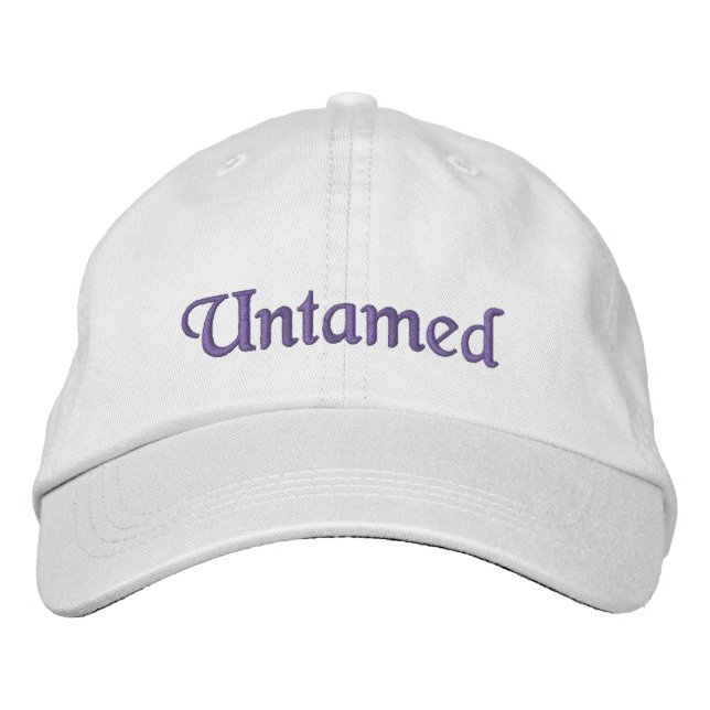 Fun Untamed Motivational Quote Purple White Embroidered Hat (Front)