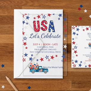 Fun USA Birthday Celebration Red White and Blue Acrylic Invitations