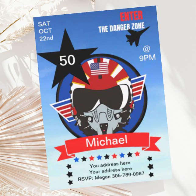 Fun USA Fighter Jet Invitation Anniversaire (Créateur téléchargé)